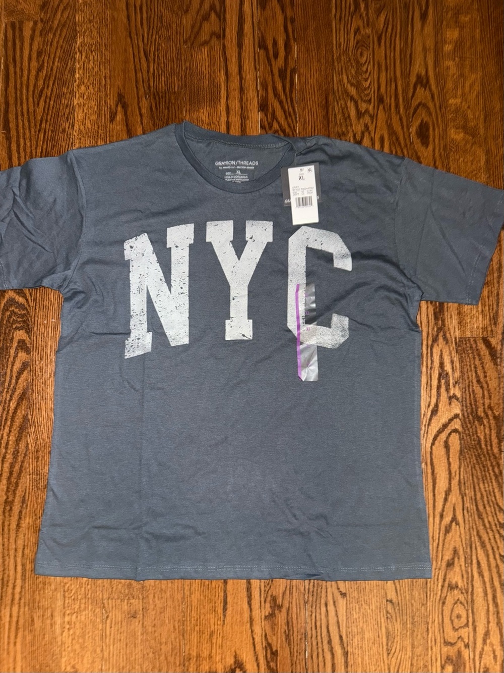 Grayson Threads Men's NYC Graphic Tee - Charcoal Blue with White Print